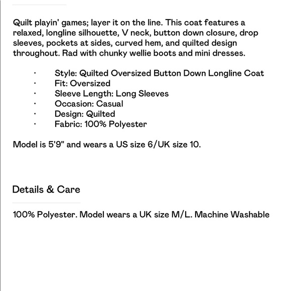 Quilted button down longline coat - Picture 5 of 5